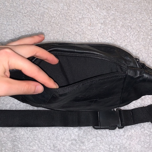 Black Genuine Leather Belt Bag / Fanny Pack - Picture 11 of 16